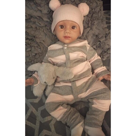 🆕21 inch Full Body Silicone Baby Dolls Girl with Clothes & Feeding Accessories - Picture 2 of 9